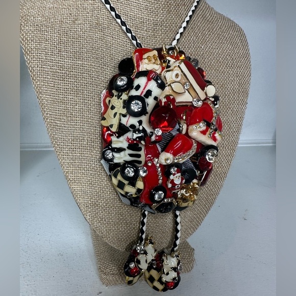 One of a Kind Handcrafted Western Christmas Bolo Tie Santa Collage Statement - Picture 4 of 5